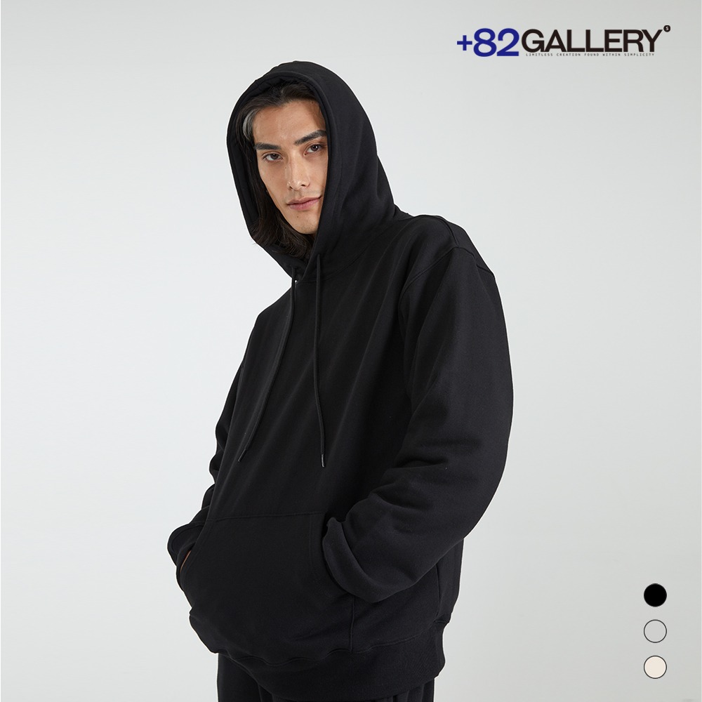 07 [82gallery] 3단 쭈리 후드 Fleece-line Black Hoodie