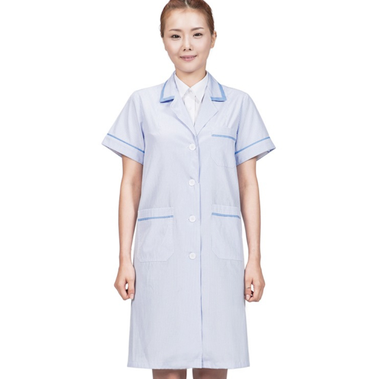 줄지 반팔 여성용 영양사&middot;의사가운 /블루(SSH-930)