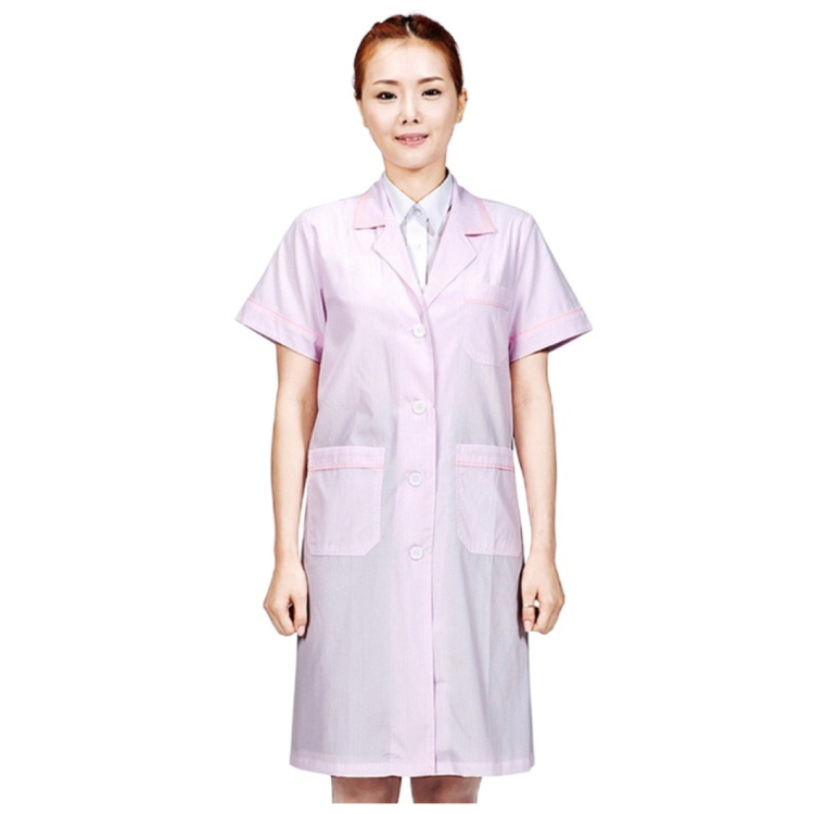 줄지 반팔 여성용 영양사&middot;의사가운 /핑크(SSH-927)